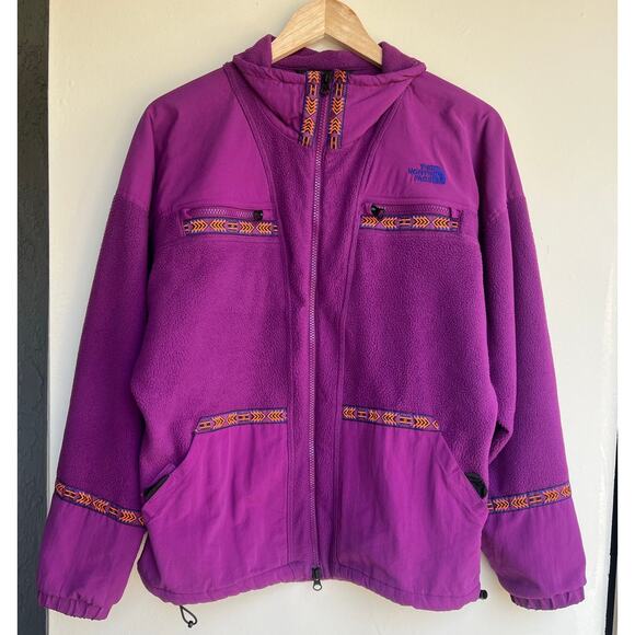 Women's The North Face 92 Rage Retro Fleece Full Zip Jacket Purple Large $120 - Picture 4 of 16